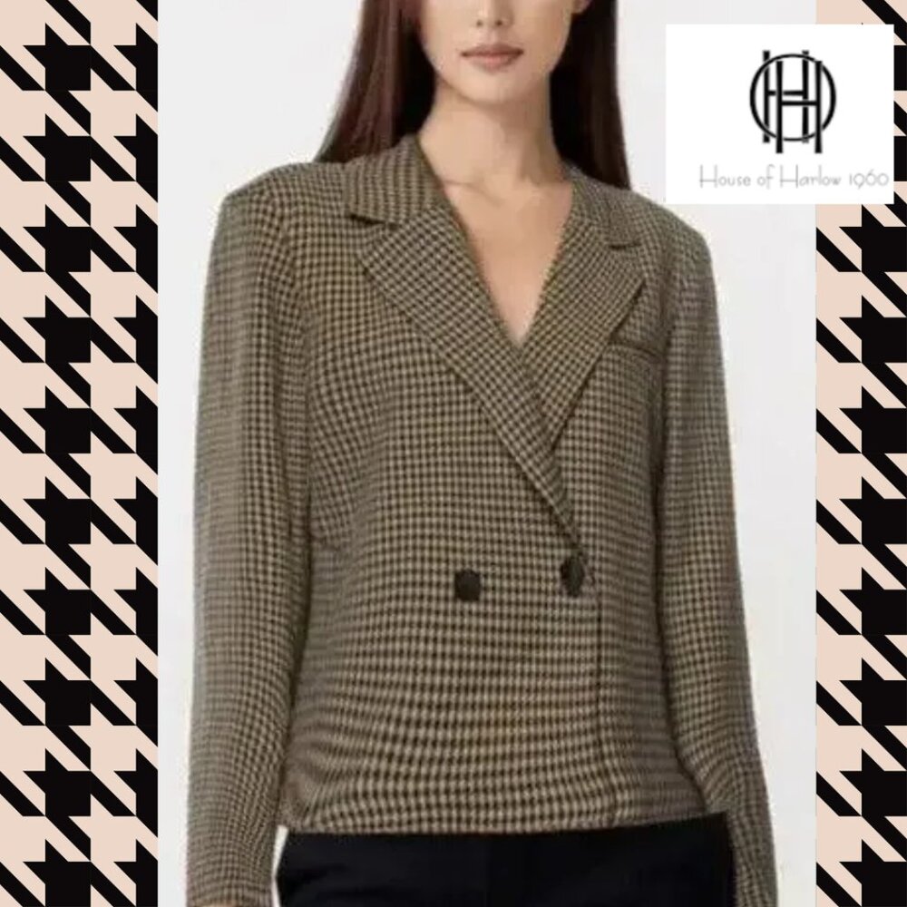 NWOT House of Harlow Brown Houndstooth Blazer